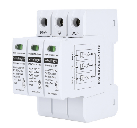 Ogranicznik przepięć DC 1000V T1 T2 Schelinger SPD-MOV-DC-3P-T1T2