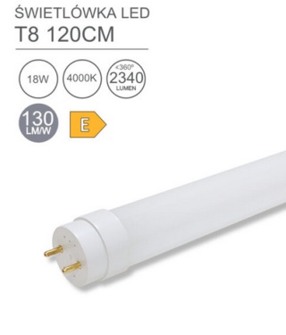 Led T8 dioled 18W/N 2340LM 120cm 0369