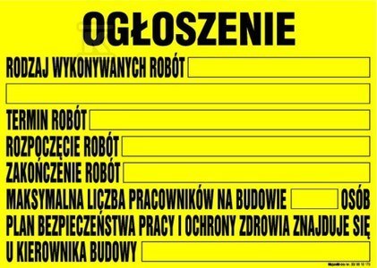 INFO.TABLICA BUDOWLANA-OGŁOSZENIE INFO.TABLICA BUDOWLANA-OGŁOSZENIE