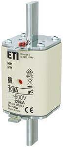 WKŁADKA NH1 GG 100A/500V WKŁADKA NH1 GG 100A/500V