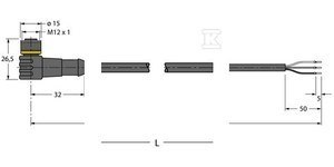 PRZEWÓD PUR 3-ŻYŁ.5M M12 ŻEŃ.KĄT.