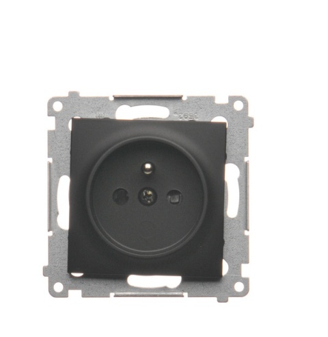 Simon 54 Gniazdo wtyczkowe z uziemieniem i przesłonami (moduł) 16A 250V zaciski śrubowe czarny mat