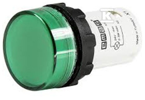 Lampka sygnalizacyjna MB z LED monoblok 24V AC/DC płaski klosz zielona T0-MBSD024Y