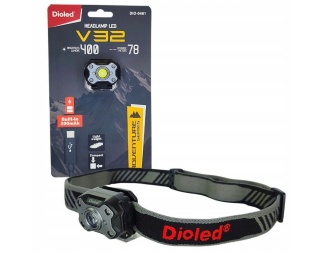 Latarka akumulatorowa czołowa V32 7W Silver 400lm 0481 Dioled