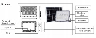 Naświetlacz LED 50W 4000K 400lm Z Panelem SOLARNYM
