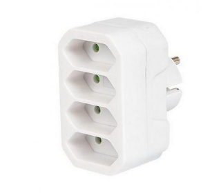 Wtyczka 16A 2P+Z z gniazdem 2P+Z 250V 16A biała WT-16U/G