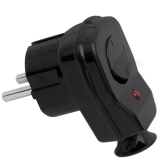 Wtyczka kątowa z wyłącznikiem 16A czarna