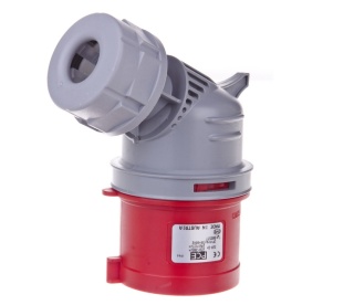 Wtyczka przenośna 32A 5P 400V czerwona kątowa IP44 8025-6TT