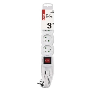 Przedłużacz z wyłącznikiem 3-gniazda z/u 3m /H05VV-F 3G1/ biały P1313