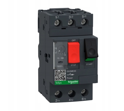 Wyłącznik silnikowy 13-18A 7,5kW 2,5M 400V AC napęd przycisk GV2ME20AP TeSys