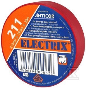 TAŚMA IZOL.19X20 CZERWONA ELECTRIC 211P TAŚMA IZOL.19X20 CZERWONA ELECTRIC 211P