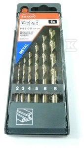 Z.HSS-Co DIN338 KOB.6SZT,FI2-3-4-5-6-8MM
