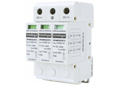 Ogranicznik przepięć 3P DC 1200V typ T2 Schelinger